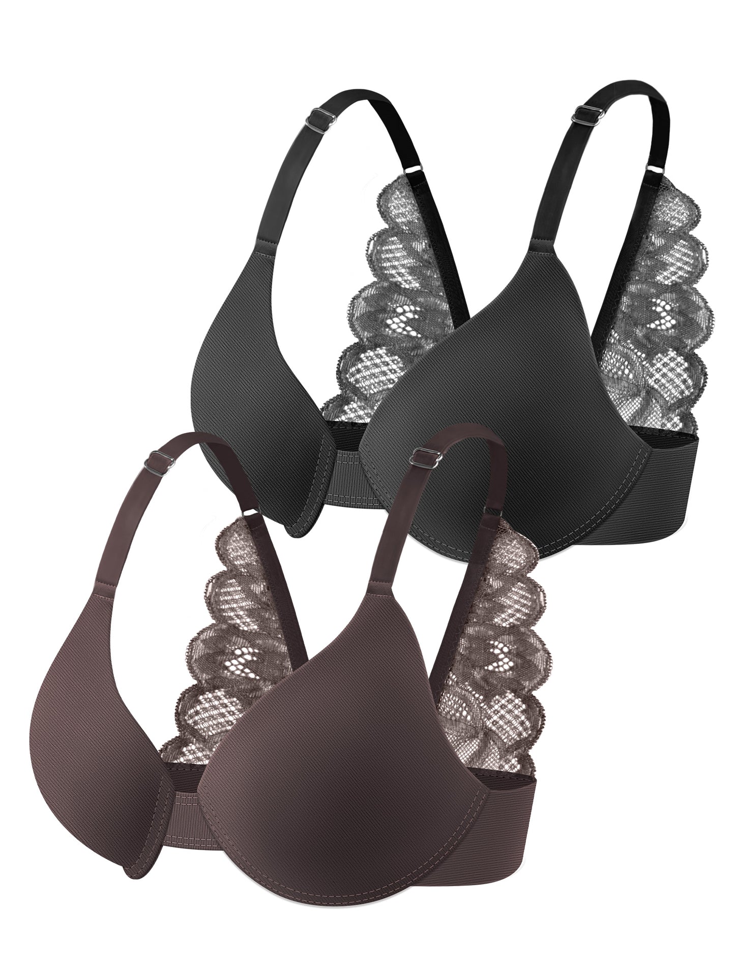 Leezywear Women's T-Shirt/Tank Top Bra - Full Coverage Laser Push Up with Back Lace Support Work Out Bra