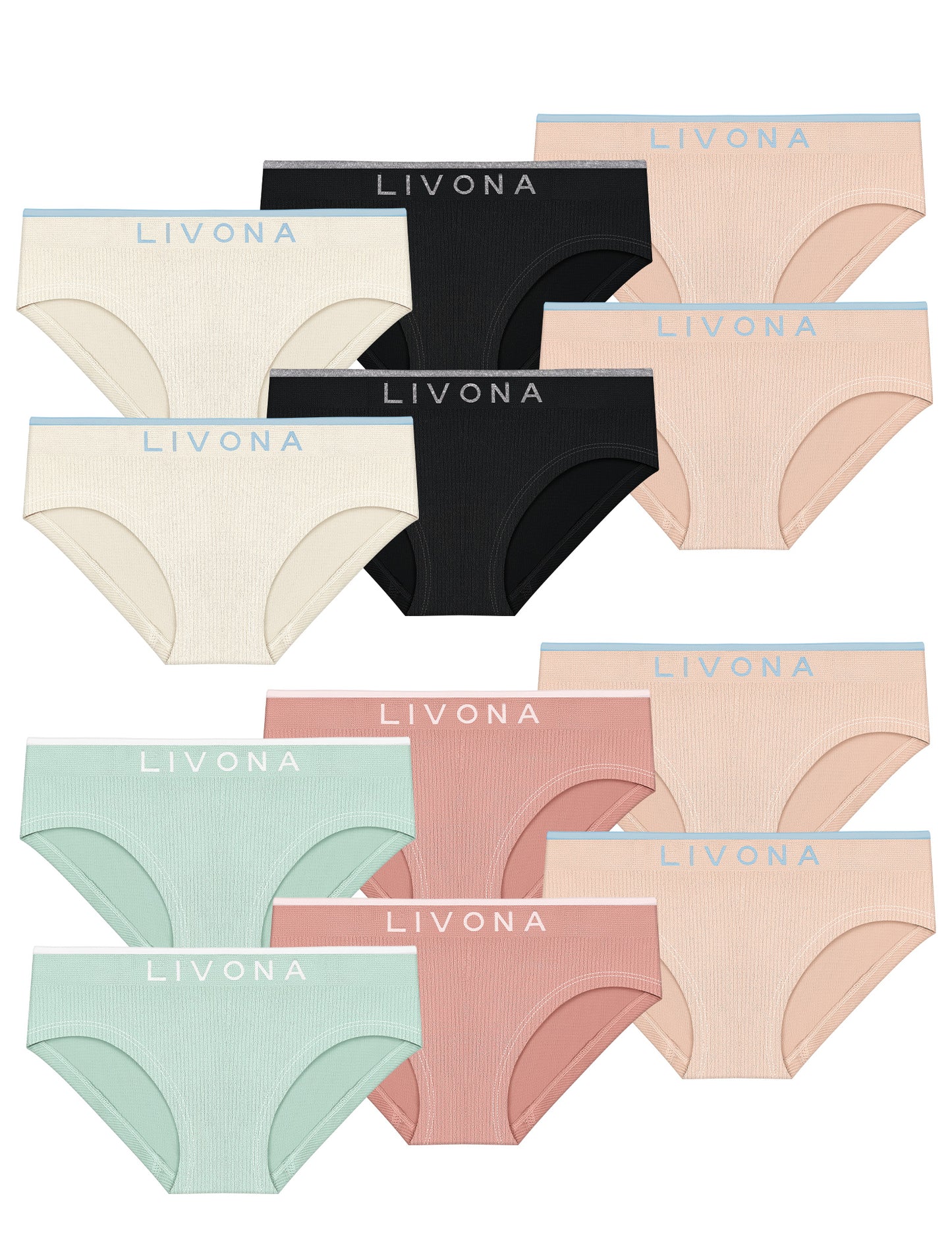 Livona Girls Seamless Ribbed Training Panties - Soft Sports Underwear for Teens
