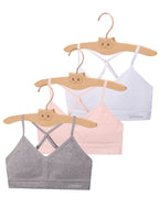 Livona Racerback Training Bra for Girls- 3 Pack Seamless Sports Bra, Padded Everyday Bra Bralette,Crop Cami Tank Top (6-14)