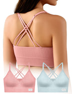 4Leezy Sports Bra for Women- Seamless Wireless Soft Bralette with Comfortable Padded and Nice Racerback Workout Tops Cami Crop Tank S-XXL