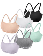 Livona 6-Pack Seamless Bralette Set - Soft Training Bras & Sports Bras for Teens, Comfortable Wire-Free Bras for Girls
