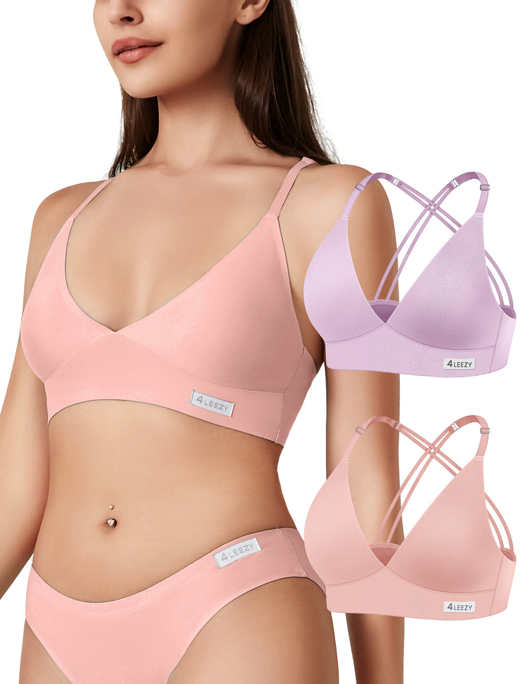Women's Wireless Bras -2 Pack Seamless Sports Bra Bralettes Comfort Padded Workout Tops Crossback Cami Crop S-XXL