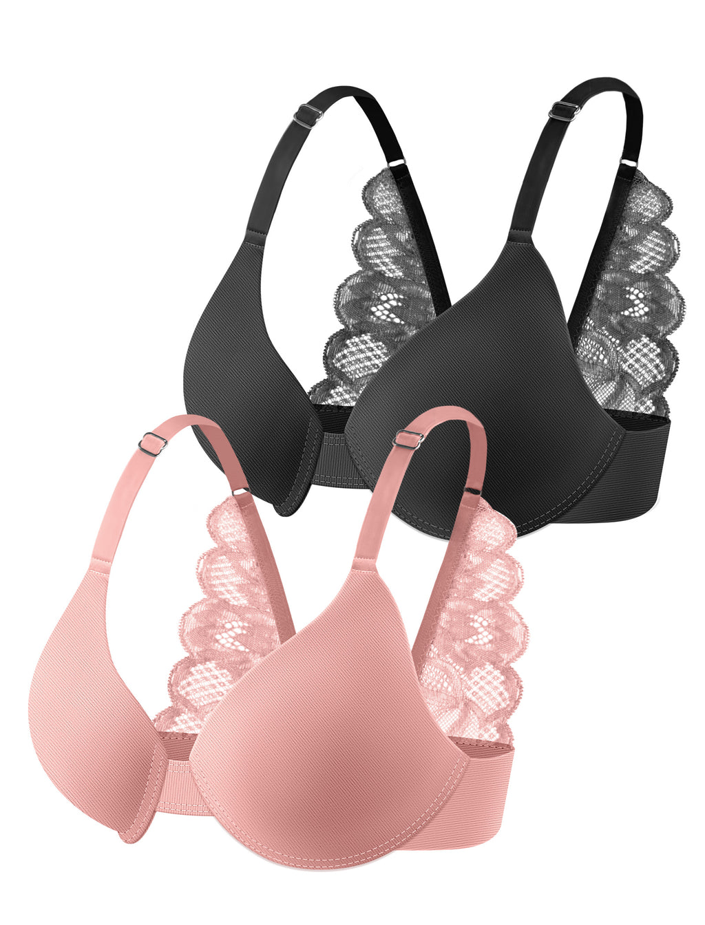 Leezywear Women's T-Shirt/Tank Top Bra - Full Coverage Laser Push Up with Back Lace Support Work Out Bra