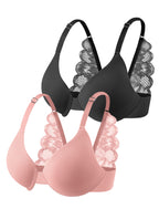 Leezywear Women's T-Shirt/Tank Top Bra - Full Coverage Laser Push Up with Back Lace Support Work Out Bra