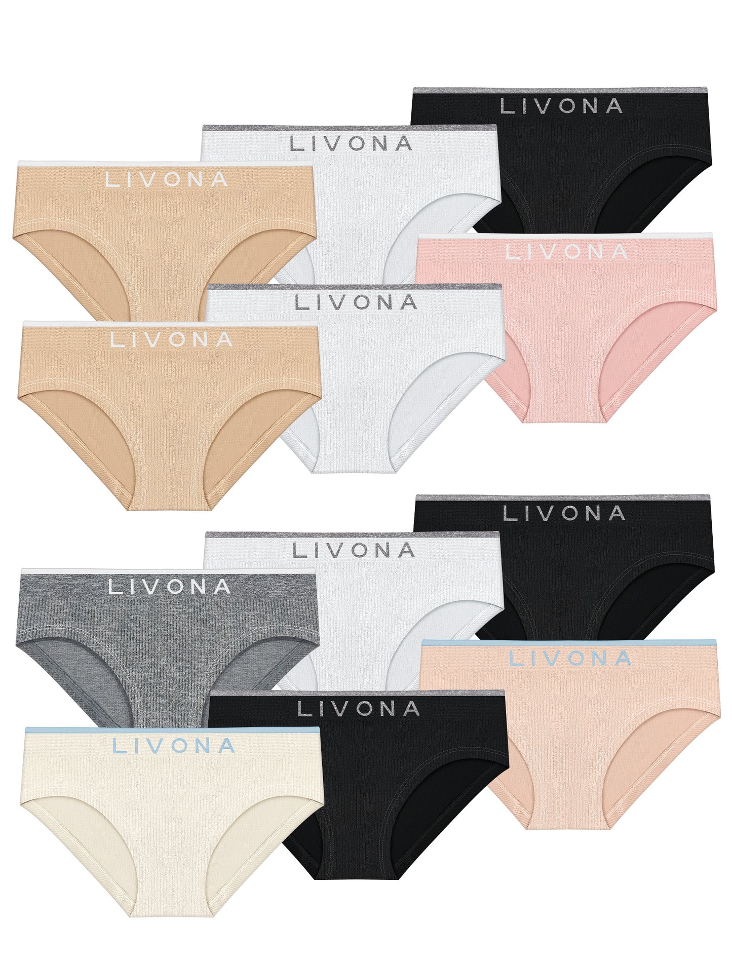 Livona Girls Seamless Ribbed Training Panties - Soft Sports Underwear for Teens
