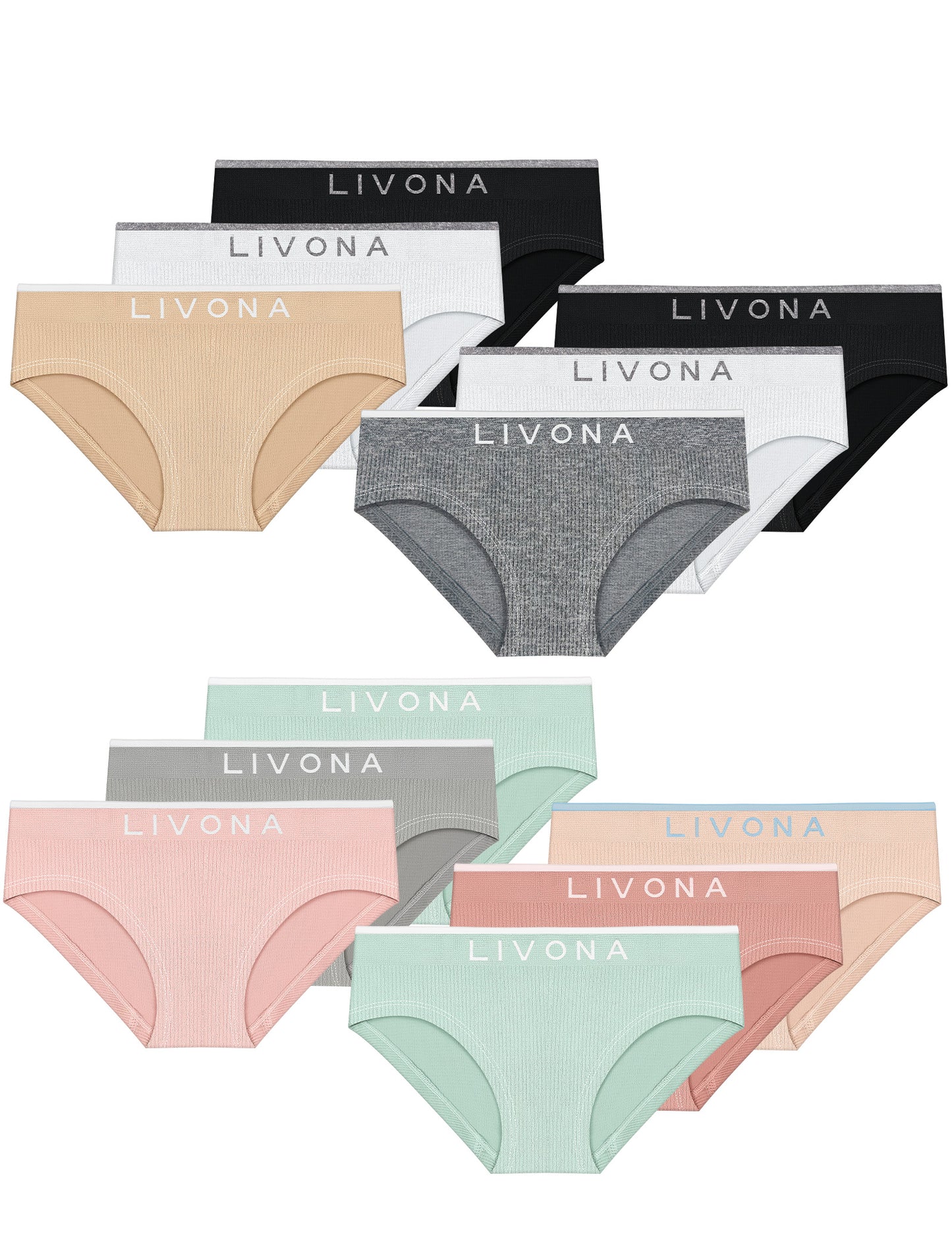 Livona Girls Seamless Ribbed Training Panties - Soft Sports Underwear for Teens