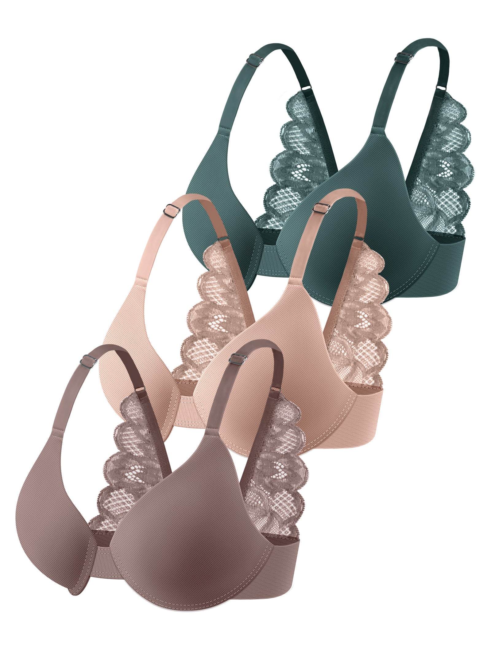 Leezywear Women's T-Shirt/Tank Top Bra - Full Coverage Laser Push Up with Back Lace Support Work Out Bra