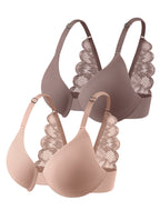 Leezywear Women's T-Shirt/Tank Top Bra - Full Coverage Laser Push Up with Back Lace Support Work Out Bra