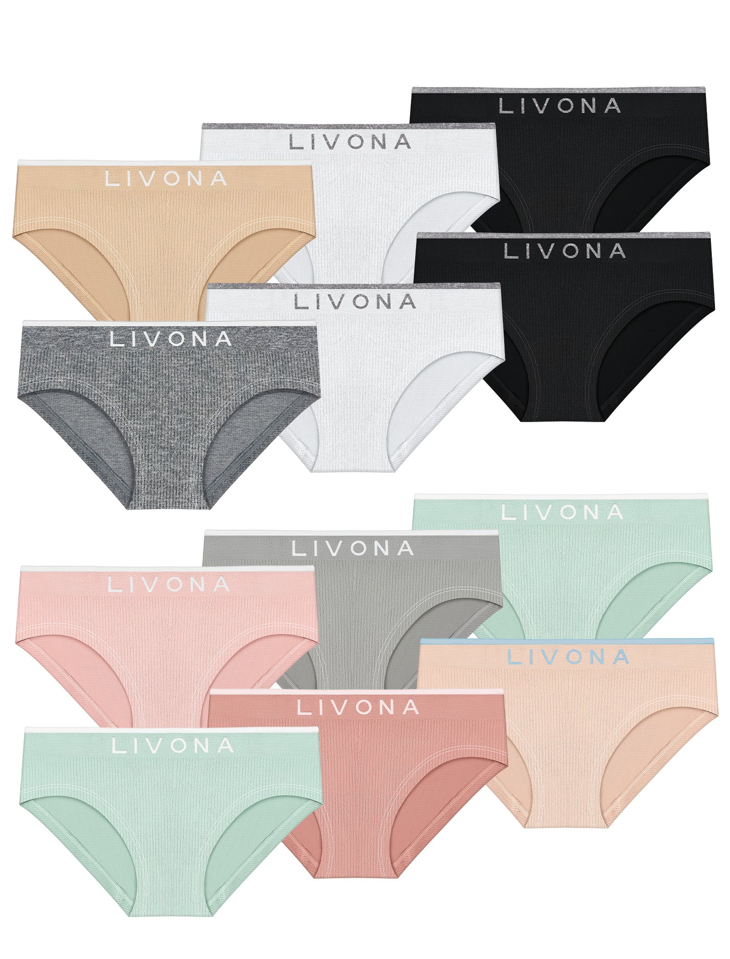 Livona Girls Seamless Ribbed Training Panties - Soft Sports Underwear for Teens