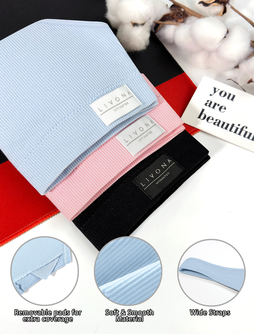 Livona 3 Packs Girls Sports Bra Crop Tops for Kids Training Bra Cute Crop Tops for Girls Cami Bra( 6-14）