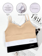 Livona 3 Pack Training Bras for Girls-Sports Bra, Fitness Bra, Padded Everyday Bra Bralette,Crop Cami Tank Top (6-14)