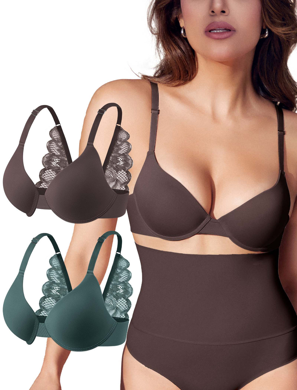 Leezywear Women's T-Shirt/Tank Top Bra - Full Coverage Laser Push Up with Back Lace Support Work Out Bra