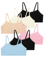 Livona 6 Pack Seamless Girls Bralette – Soft Ribbed & Jacquard Design, No Padding – Effortless Comfort & Style