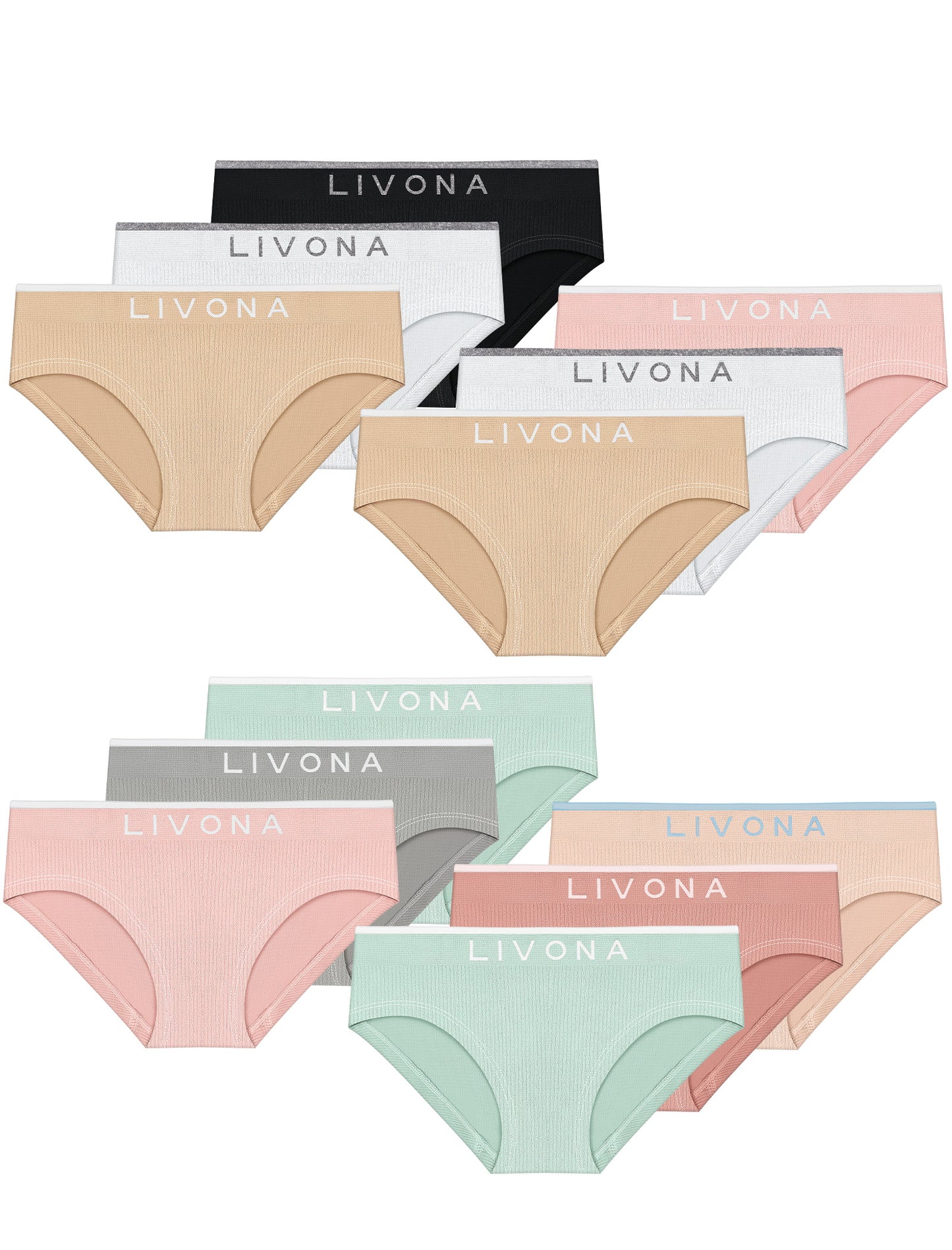 Livona Girls Seamless Ribbed Training Panties - Soft Sports Underwear for Teens
