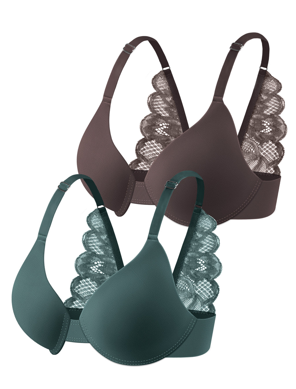 Leezywear Women's T-Shirt/Tank Top Bra - Full Coverage Laser Push Up with Back Lace Support Work Out Bra