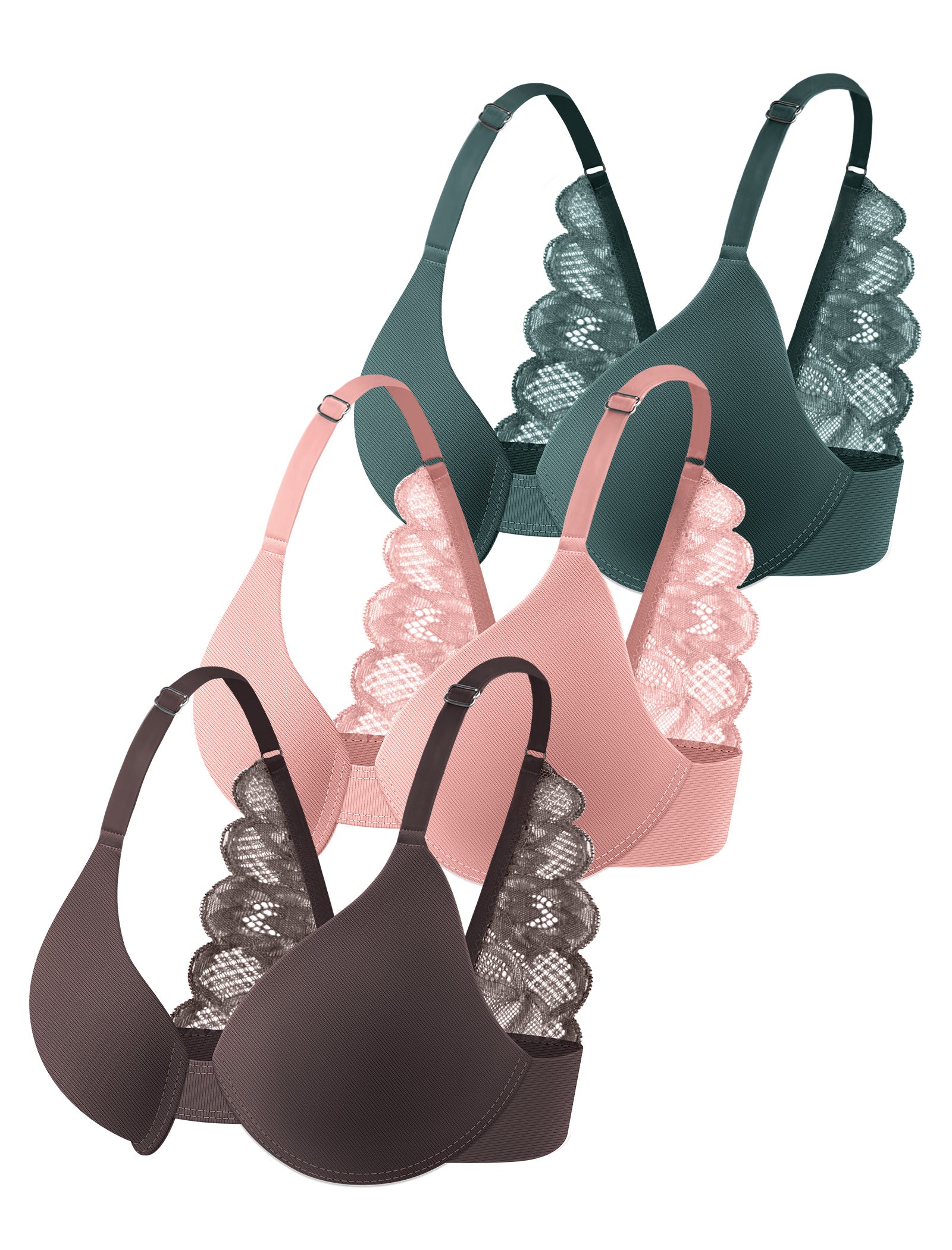 Leezywear Women's T-Shirt/Tank Top Bra - Full Coverage Laser Push Up with Back Lace Support Work Out Bra