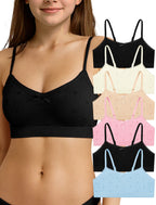 Livona 6 Pack Seamless Girls Bralette – Soft Ribbed & Jacquard Design, No Padding – Effortless Comfort & Style