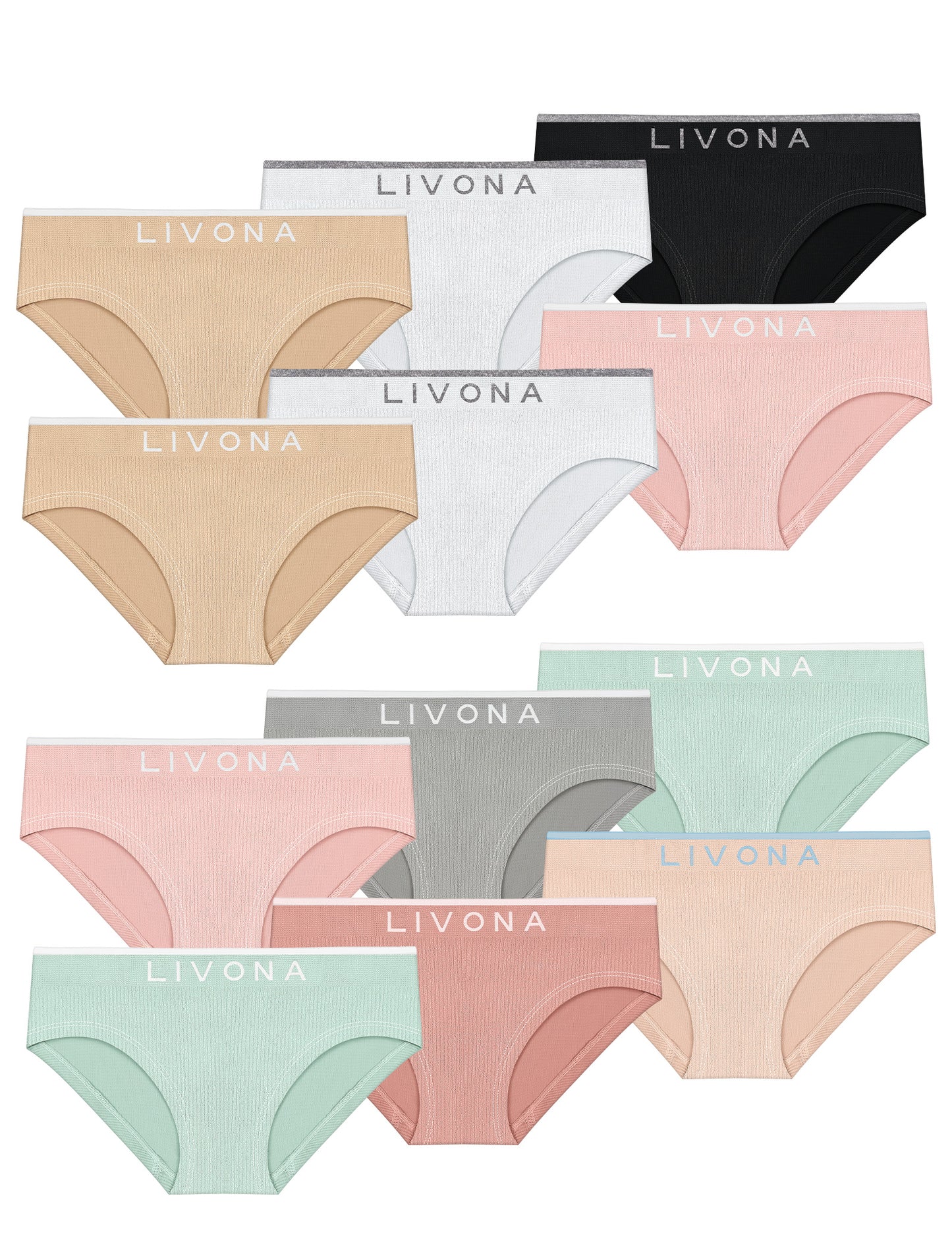 Livona Girls Seamless Ribbed Training Panties - Soft Sports Underwear for Teens