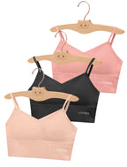 Livona 3 Pack Training Bras for Girls-Sports Bra, Fitness Bra, Padded Everyday Bra Bralette,Crop Cami Tank Top (6-14)