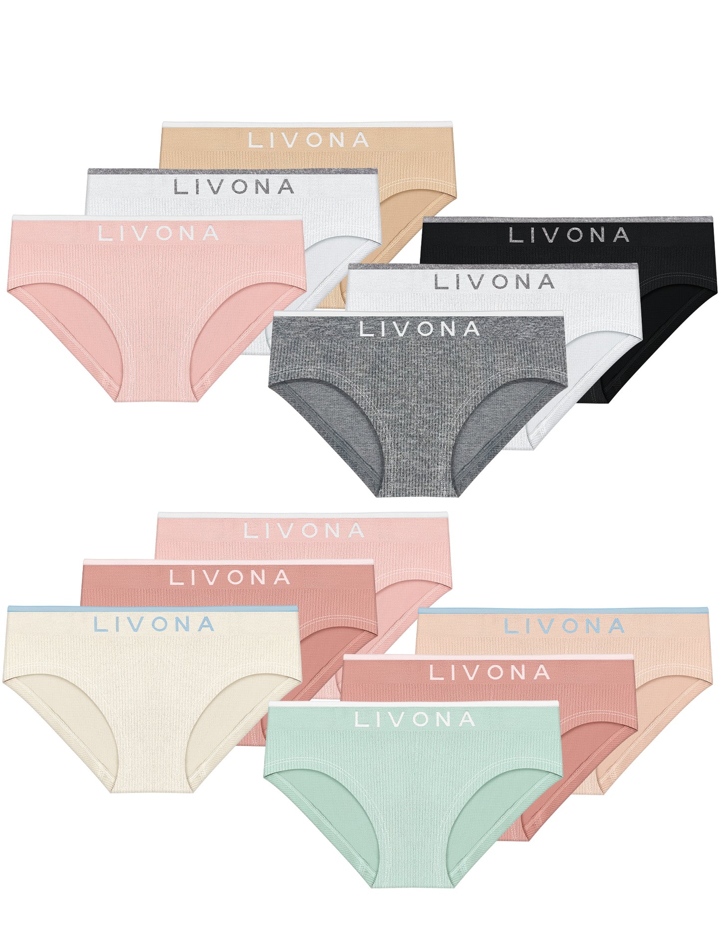 Livona Girls Seamless Ribbed Training Panties - Soft Sports Underwear for Teens