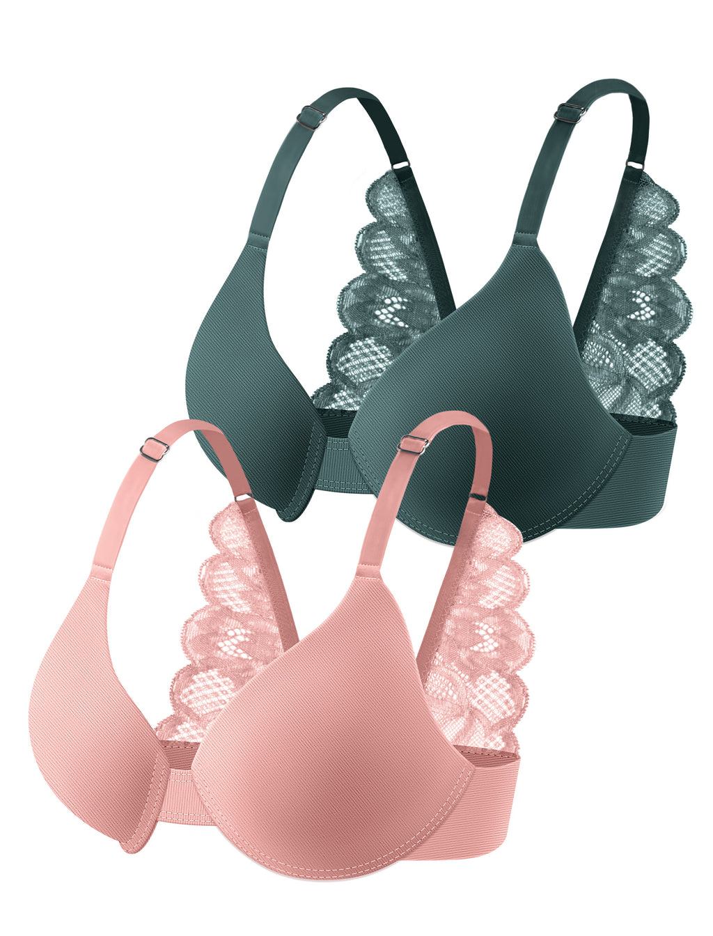 Leezywear Women's T-Shirt/Tank Top Bra - Full Coverage Laser Push Up with Back Lace Support Work Out Bra