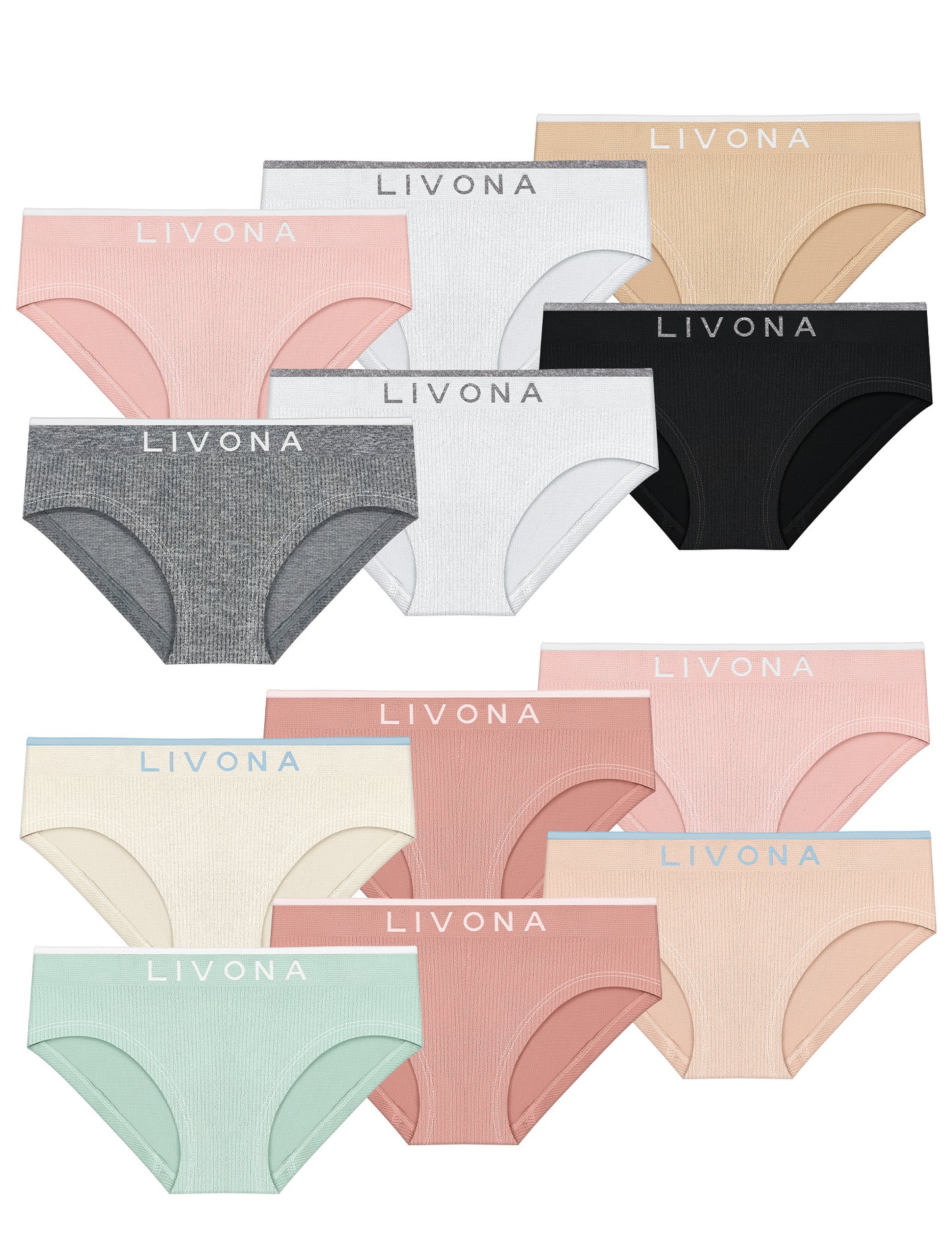 Livona Girls Seamless Ribbed Training Panties - Soft Sports Underwear for Teens
