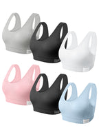 Livona 6 Packs Girls Sports Bra Crop Tops for Kids Training Bra Cute Crop Tops for Girls Cami Bra( 6-14）