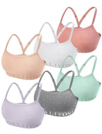 Livona 6-Pack Seamless Bralette Set - Soft Training Bras & Sports Bras for Teens, Comfortable Wire-Free Bras for Girls