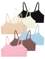 Livona 6 Pack Seamless Girls Bralette – Soft Ribbed & Jacquard Design, No Padding – Effortless Comfort & Style