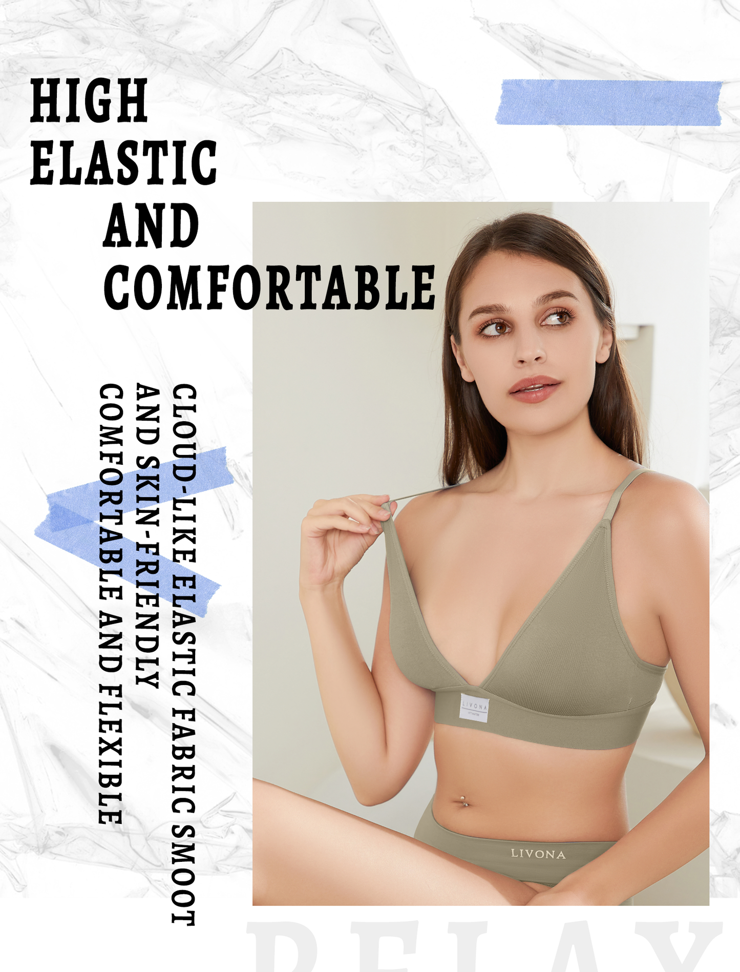 Livona Sports Bras for Women - V-Neck Wireless Bralettes Support Workout Tops Padded Fitness Cami Crop Tank S-XXL