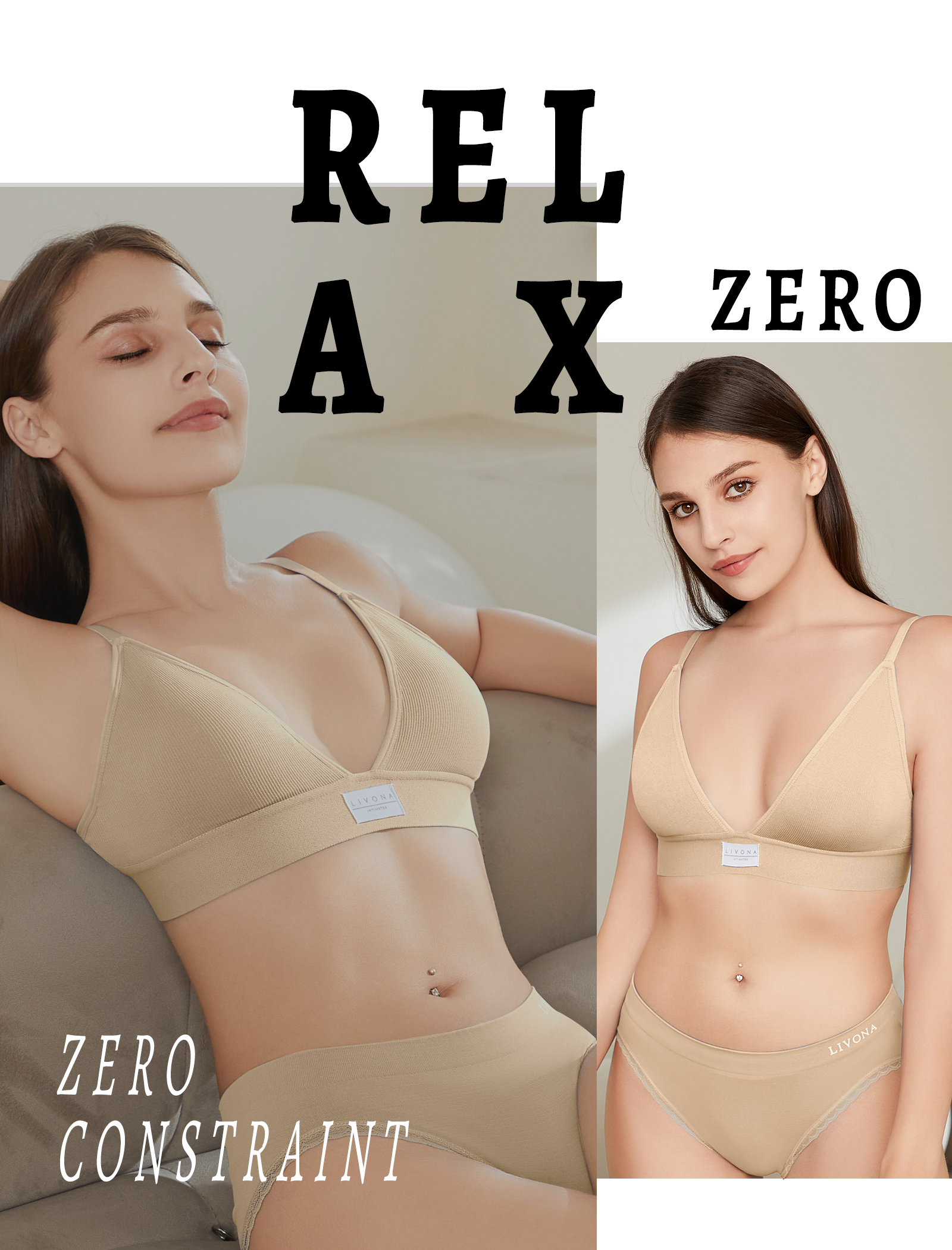 Livona 3 Pack Sports Bras for Women - V-Neck Wireless Bralettes with Support Comfort Plunge Padded Fitness Cami Crop S-XXL