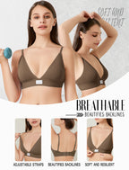 Livona 3 Pack Sports Bras for Women - V-Neck Wireless Bralettes with Support Comfort Plunge Padded Fitness Cami Crop S-XXL
