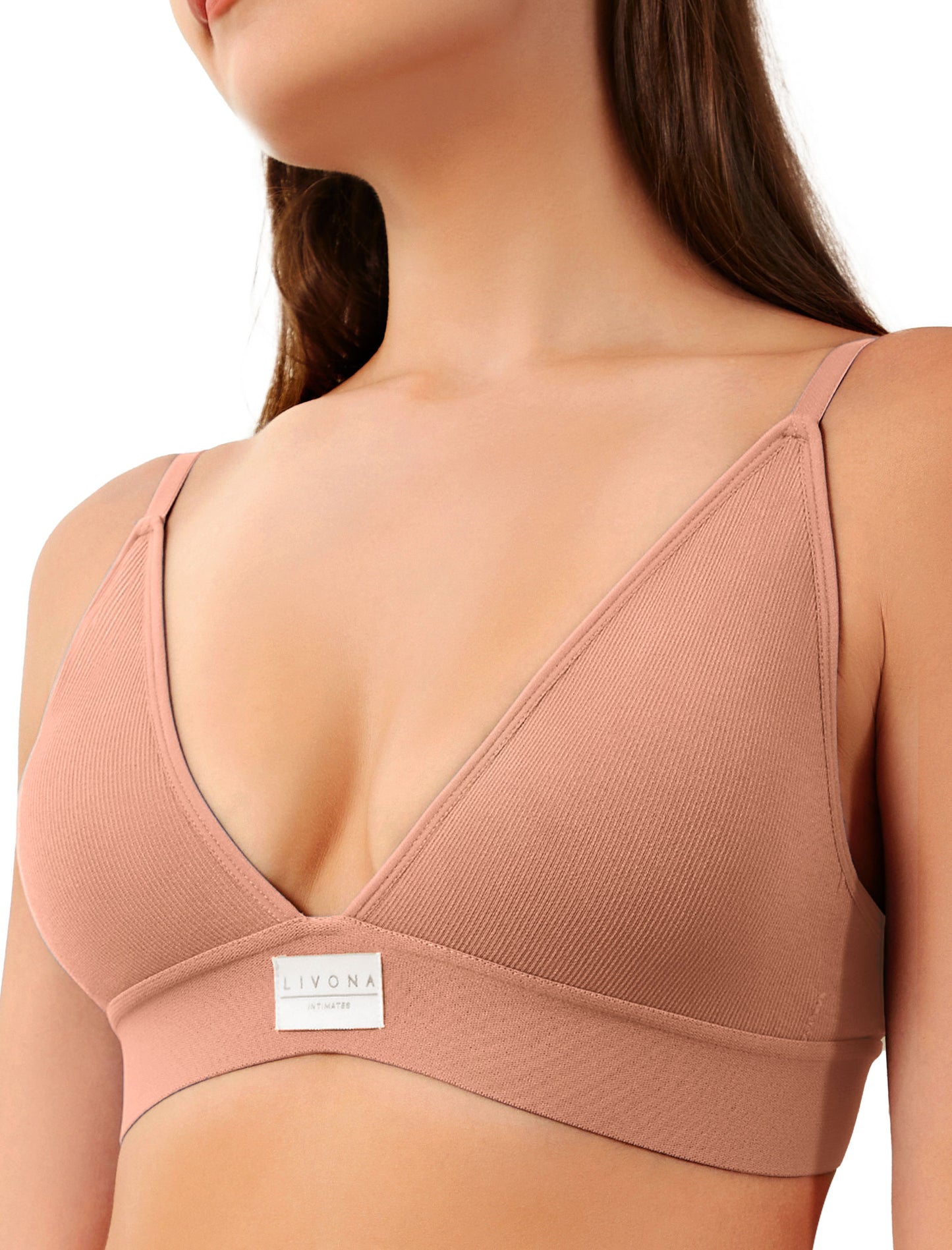 Livona Sports Bras for Women - V-Neck Wireless Bralettes Support Workout Tops Padded Fitness Cami Crop Tank S-XXL