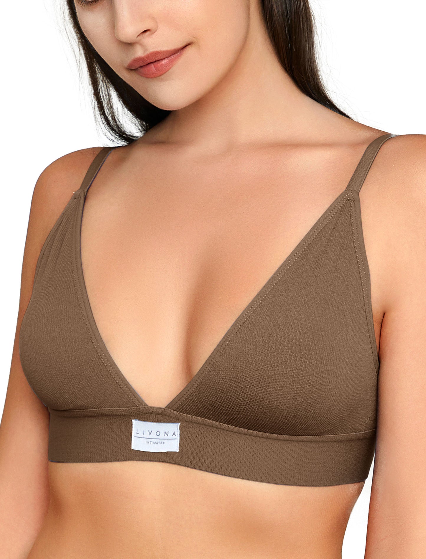 Livona Sports Bras for Women - V-Neck Wireless Bralettes Support Workout Tops Padded Fitness Cami Crop Tank S-XXL