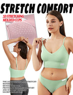 4Leezy 2 Pack Sports Bras for Women- Wireless Soft Workout Tops, Padded Seamless Fitness Bralettes, Adjustable Comfort Crop Cami Tank S-XXL