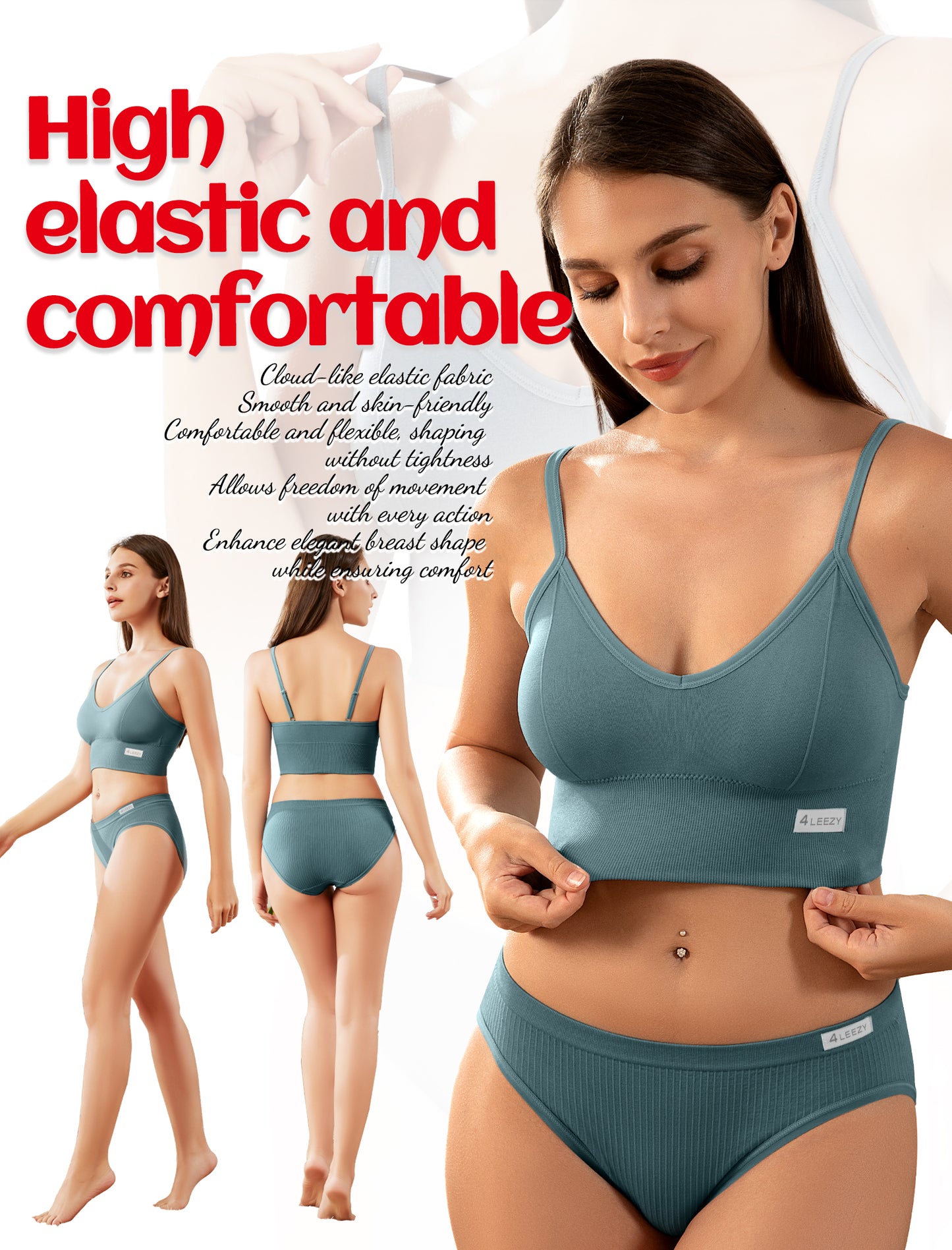 4Leezy Sports Bras for Women- Wireless Soft Workout Tops Padded Seamless Fitness Bralettes Comfort Cami Tank S-XXL