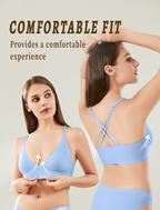 Women's Wireless Bras -2 Pack Seamless Sports Bra Bralettes Comfort Padded Workout Tops Crossback Cami Crop S-XXL