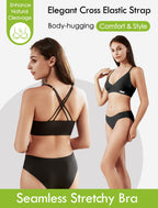 Women's Wireless Bras -2 Pack Seamless Sports Bra Bralettes Comfort Padded Workout Tops Crossback Cami Crop S-XXL