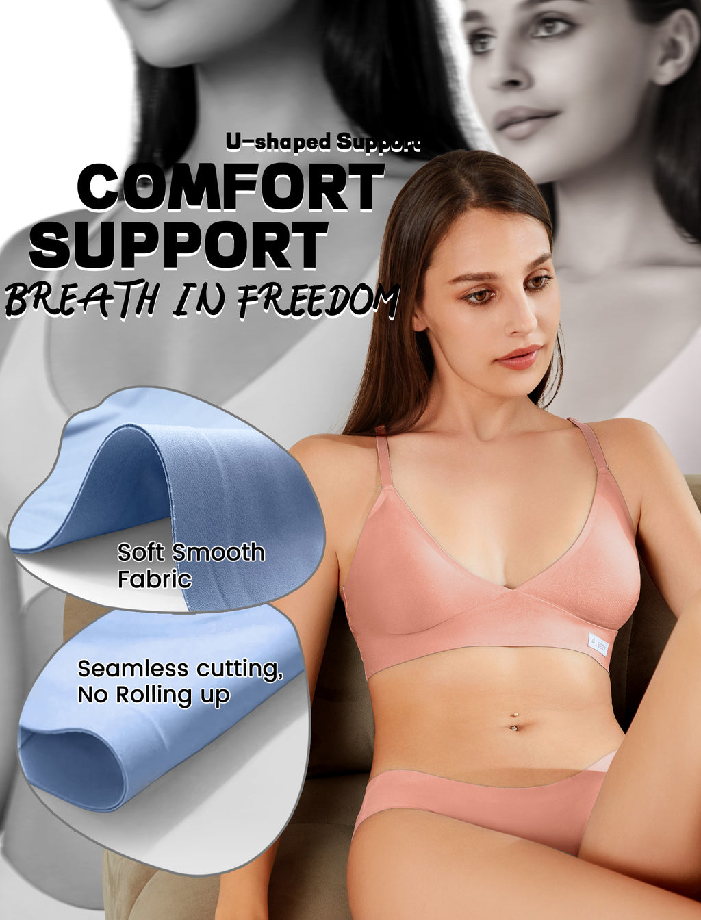 Women's Wireless Bras -2 Pack Seamless Sports Bra Bralettes Comfort Padded Workout Tops Crossback Cami Crop S-XXL