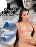 Women's Wireless Bras -2 Pack Seamless Sports Bra Bralettes Comfort Padded Workout Tops Crossback Cami Crop S-XXL