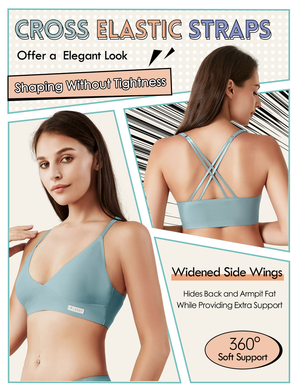 Women's Wireless Bras -2 Pack Seamless Sports Bra Bralettes Comfort Padded Workout Tops Crossback Cami Crop S-XXL