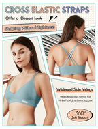Women's Wireless Bras -2 Pack Seamless Sports Bra Bralettes Comfort Padded Workout Tops Crossback Cami Crop S-XXL