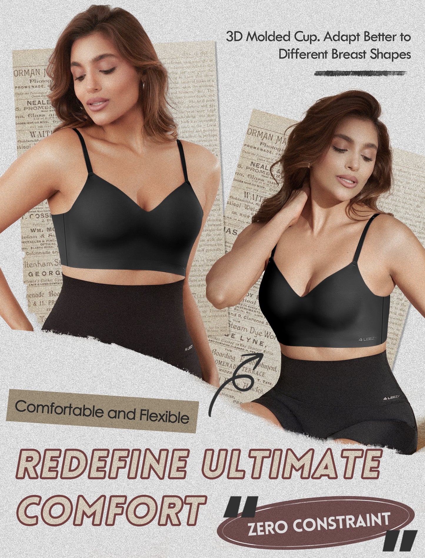 Women's Seamless Push Up Bra Longline Wireless Padded Bralettes with Support Lift Plunge T-Shirt/Tank Top Bras