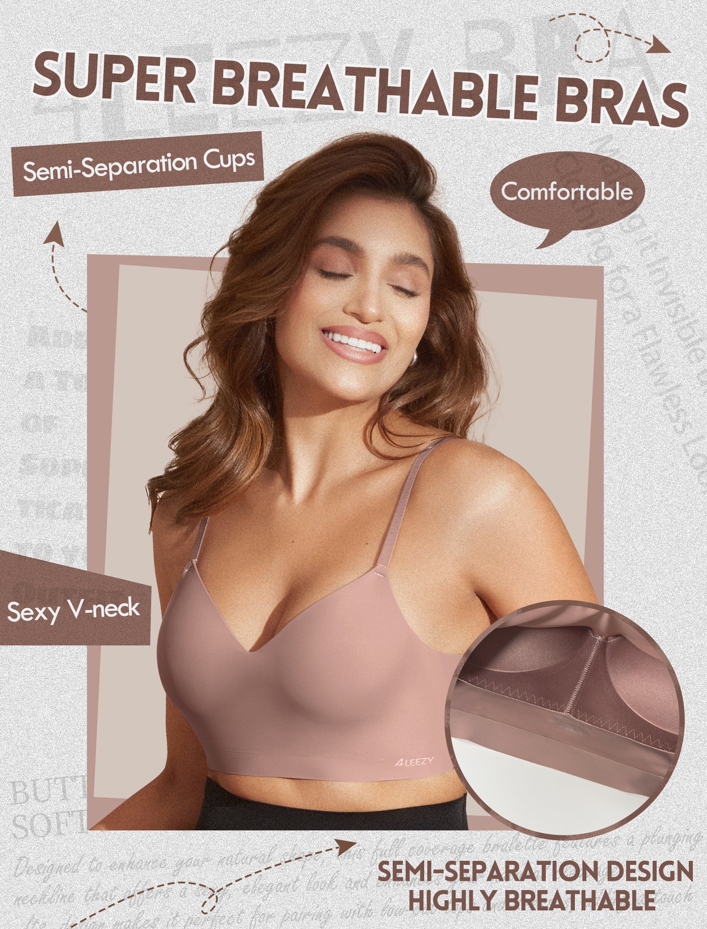 Women's Seamless Push Up Bra Longline Wireless Padded Bralettes with Support Lift Plunge T-Shirt/Tank Top Bras