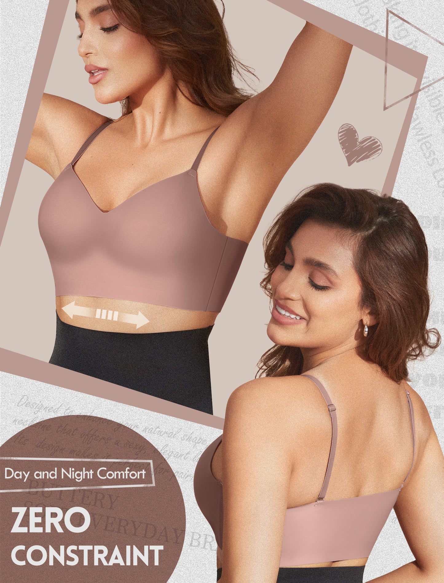 Women's Seamless Push Up Bra Longline Wireless Padded Bralettes with Support Lift Plunge T-Shirt/Tank Top Bras