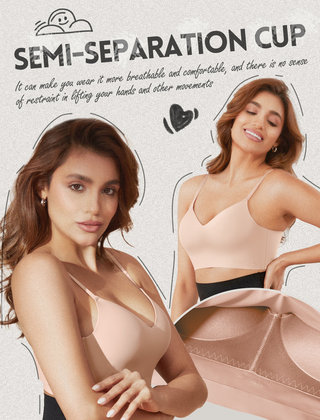 Women's Seamless Push Up Bra Longline Wireless Padded Bralettes with Support Lift Plunge T-Shirt/Tank Top Bras