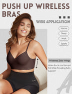 Women's Seamless Push Up Bra Longline Wireless Padded Bralettes with Support Lift Plunge T-Shirt/Tank Top Bras