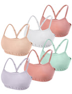 Livona 6-Pack Seamless Bralette Set - Soft Training Bras & Sports Bras for Teens, Comfortable Wire-Free Bras for Girls