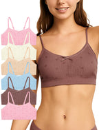 Livona 6 Pack Seamless Girls Bralette – Soft Ribbed & Jacquard Design, No Padding – Effortless Comfort & Style