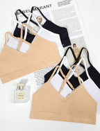 Livona Racerback Training Bra for Girls- 6 Pack Seamless Sports Bra, Padded Everyday Bra Bralette,Crop Cami Tank Top (6-14)